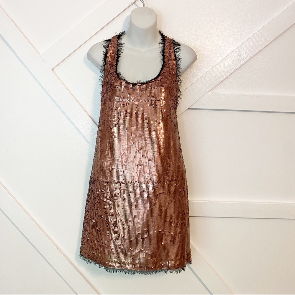 Rachel Roy Metallic Sequin Mini Swing Dress Sz S